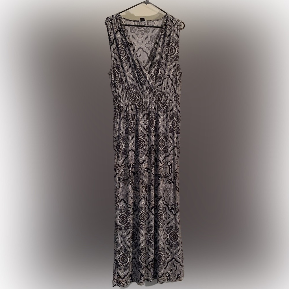 Simply Emma Greek Paisley Floral Mandala Sleeveless Maxi Dress Plus Size